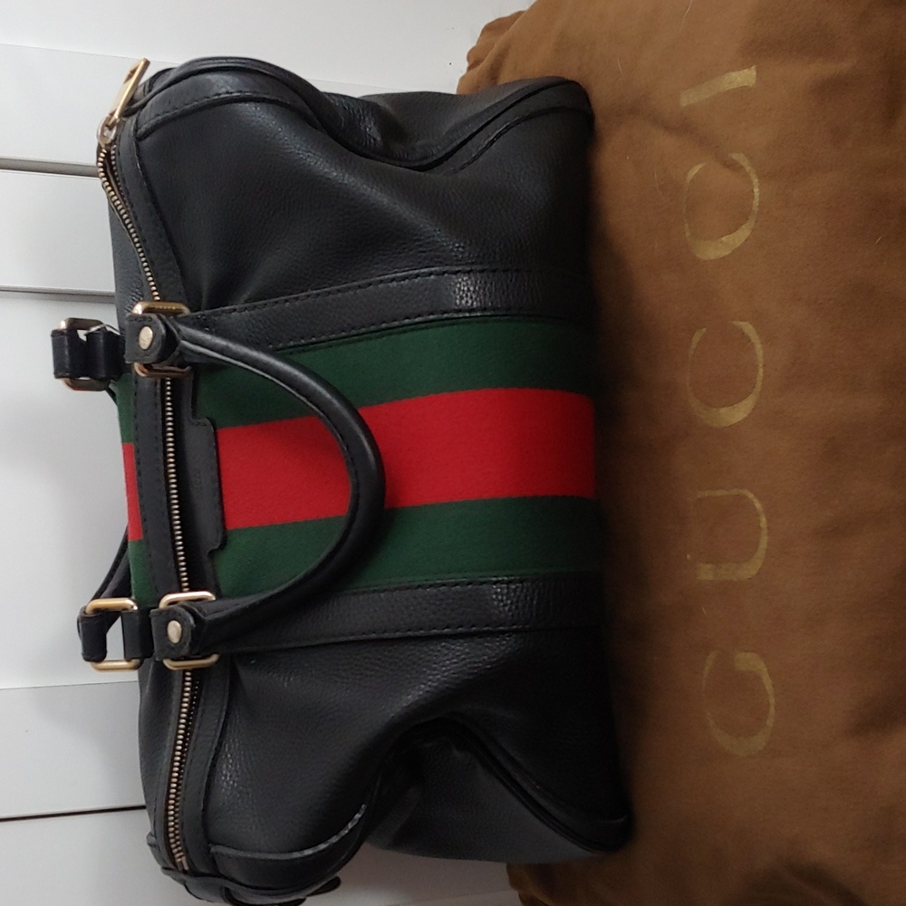 Authentic Vintage Gucci Sherry Web Boston Doctor Satchel Crossbody Bag